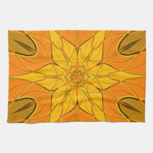Cartoon Mandala Blume Gelb Geschirrtuch
