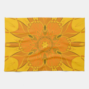 Cartoon Mandala Blume Gelb Geschirrtuch