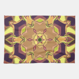 Cartoon Mandala Blume Gelb Lila und orange Geschirrtuch