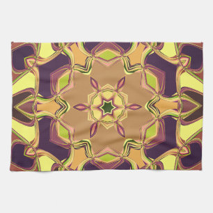 Cartoon Mandala Blume Gelb Lila und orange Geschirrtuch
