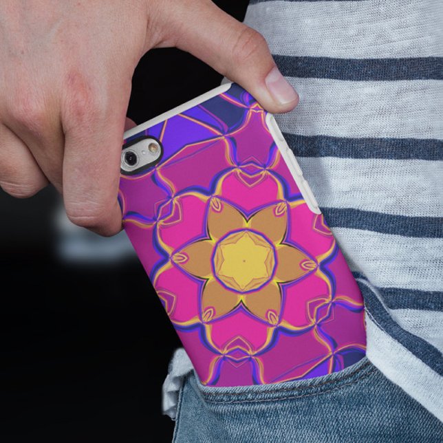 Cartoon Mandala Blume Gelb Rosa und Blau Case-Mate iPhone Hülle (Von Creator hochgeladen)