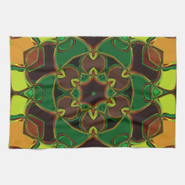 Cartoon Mandala Blume Gelb und Orange Geschirrtuch