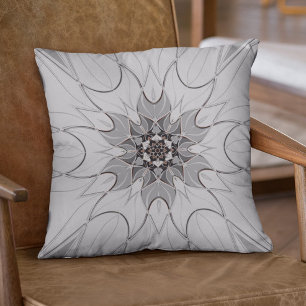 Cartoon Mandala Blume Gray Kissen