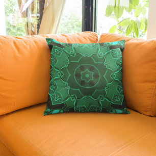 Cartoon Mandala Blume Green Kissen