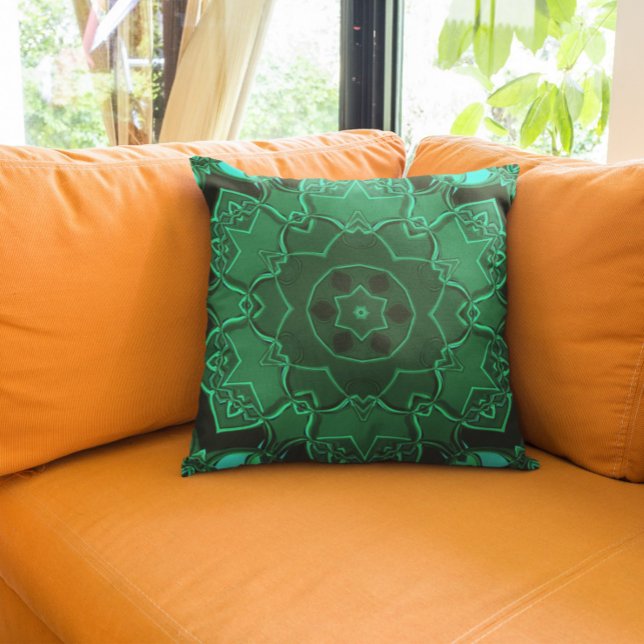 Cartoon Mandala Blume Green Kissen (Von Creator hochgeladen)