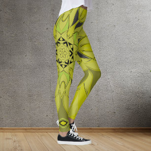 Cartoon Mandala Blume Green Leggings
