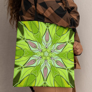 Cartoon Mandala Blume Grün und Rosa