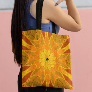 Cartoon Mandala Blume Orange Gelb und Rot
