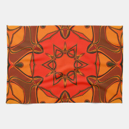 Cartoon Mandala Blume Orange Geschirrtuch