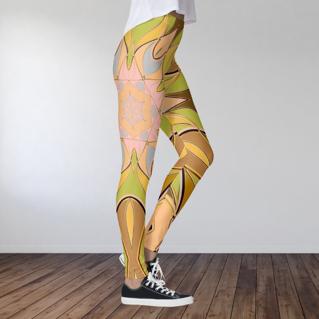Cartoon Mandala Blume Orange Green und Blue Leggings (Von Creator hochgeladen)