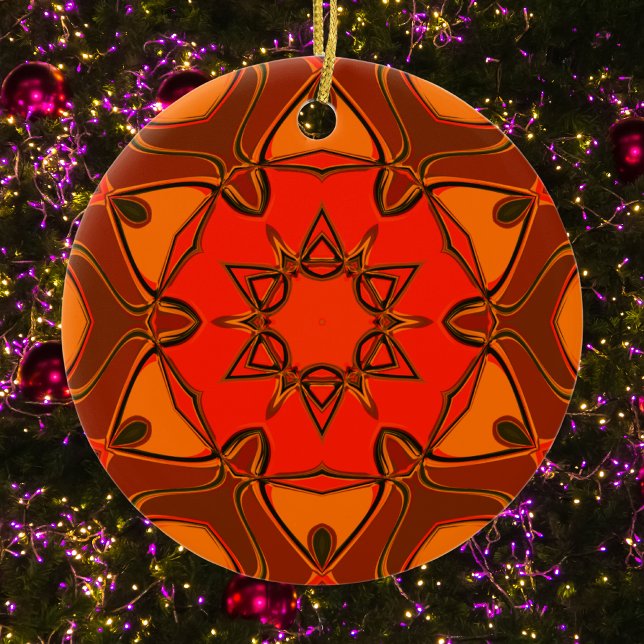 Cartoon Mandala Blume Orange Keramik Ornament (Von Creator hochgeladen)