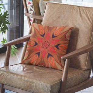 Cartoon Mandala Blume Orange Kissen