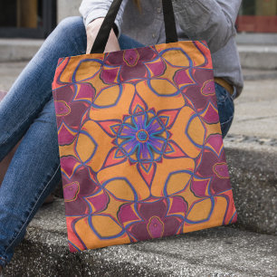Cartoon Mandala Blume Orange Lila und blau