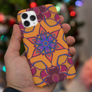 Cartoon Mandala Blume Orange Lila und blau Case-Mate iPhone Hülle