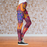 Cartoon Mandala Blume Orange Lila und blau Leggings<br><div class="desc">Dieses trendige Mandala Blume Design ist in Orange,  lila und blau gehalten und im Stil eines Cartoon gehalten. Trippige geometrische Visuals für den modernen Hippie oder Liebhaber lebendiger Farben!</div>