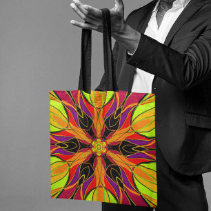 Cartoon Mandala Blume Orange Lila und rot