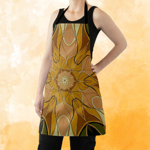 Cartoon Mandala Blume Orange und Green Schürze