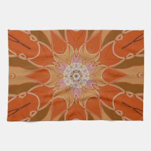 Cartoon Mandala Blume Orange und Pink Geschirrtuch