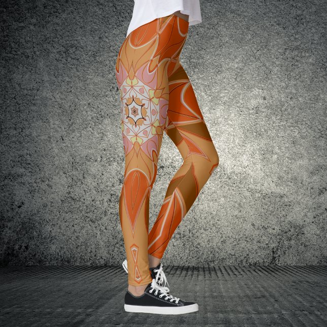 Cartoon Mandala Blume Orange und Pink Leggings (Von Creator hochgeladen)