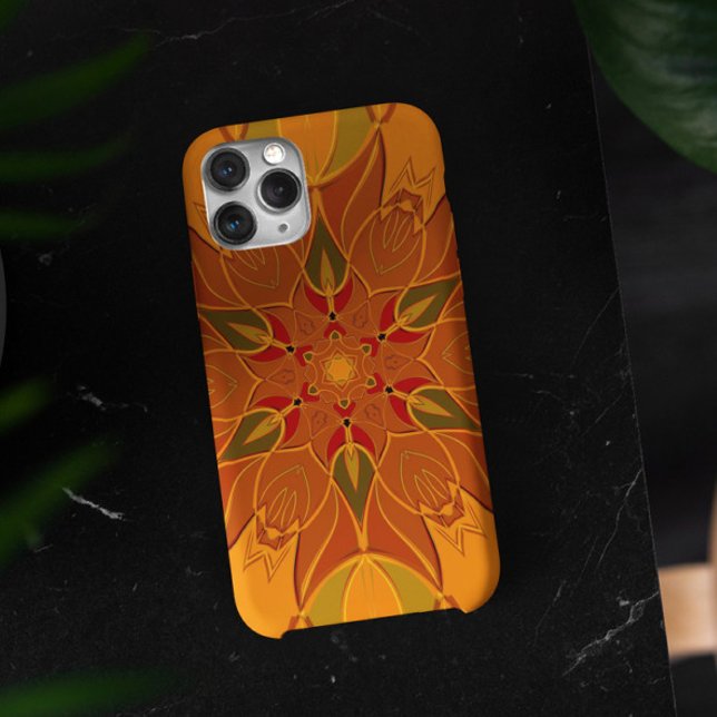 Cartoon Mandala Blume Orange und Rot Case-Mate iPhone Hülle (Von Creator hochgeladen)