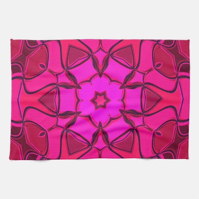 Cartoon Mandala Blume Pink Geschirrtuch (Horizontal)