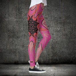 Cartoon Mandala Blume Pink Leggings