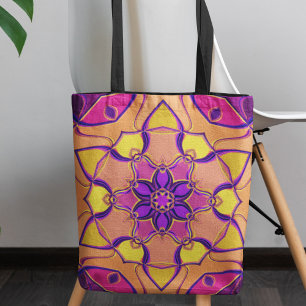 Cartoon Mandala Blume Rosa Lila und Orange