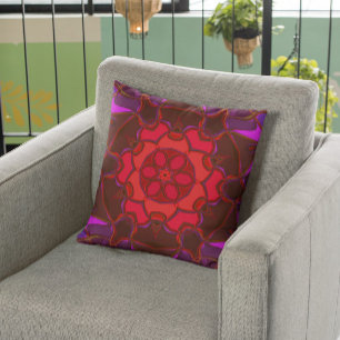 Cartoon Mandala Blume Rosa und Lila Kissen