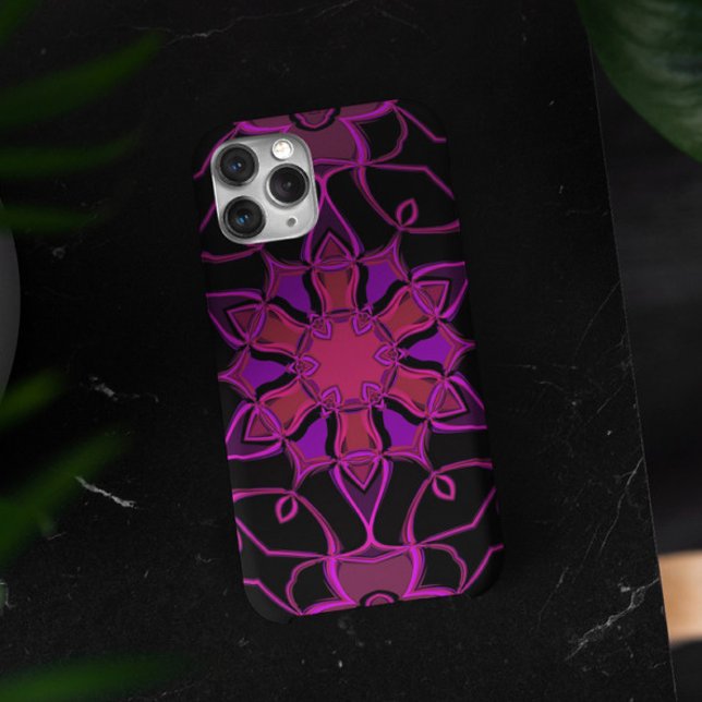 Cartoon Mandala Blume Rosa und Schwarz Case-Mate iPhone Hülle (Von Creator hochgeladen)