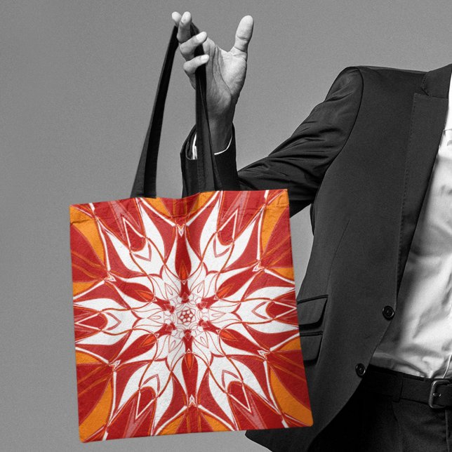 Cartoon Mandala Blume Rot Orange und Weiß (Von Creator hochgeladen)