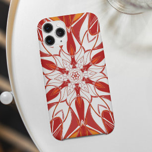 Cartoon Mandala Blume Rot Orange und Weiß Case-Mate iPhone Hülle