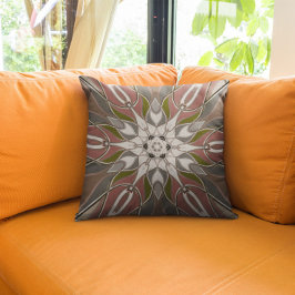 Cartoon Mandala Blume Weiß Rot und Grün Kissen