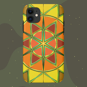 Cartoon Mandala Gelb- und Gelborange sowie Grün Case-Mate iPhone Hülle