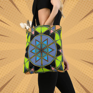 Cartoon Mandala Green Blue und Orange