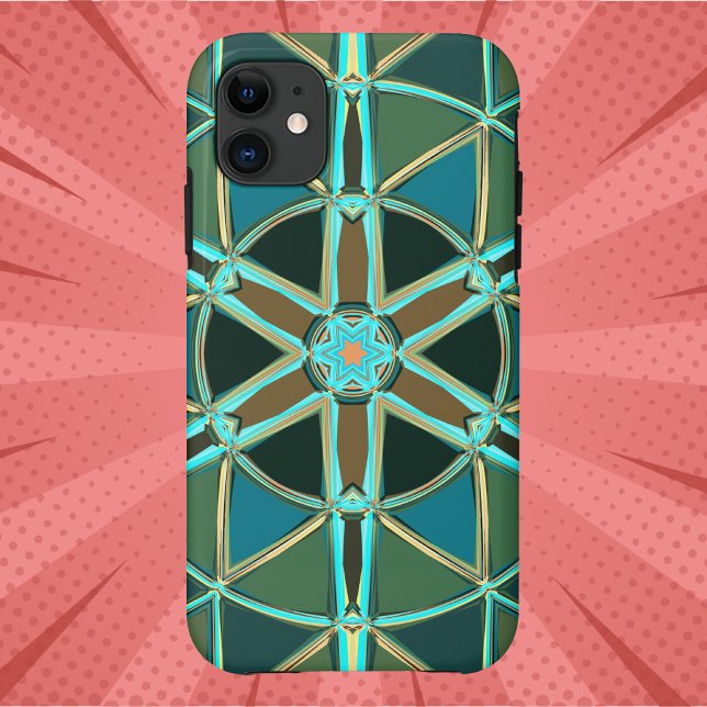 Cartoon Mandala Green Blue und Yellow Case-Mate iPhone Hülle (Von Creator hochgeladen)