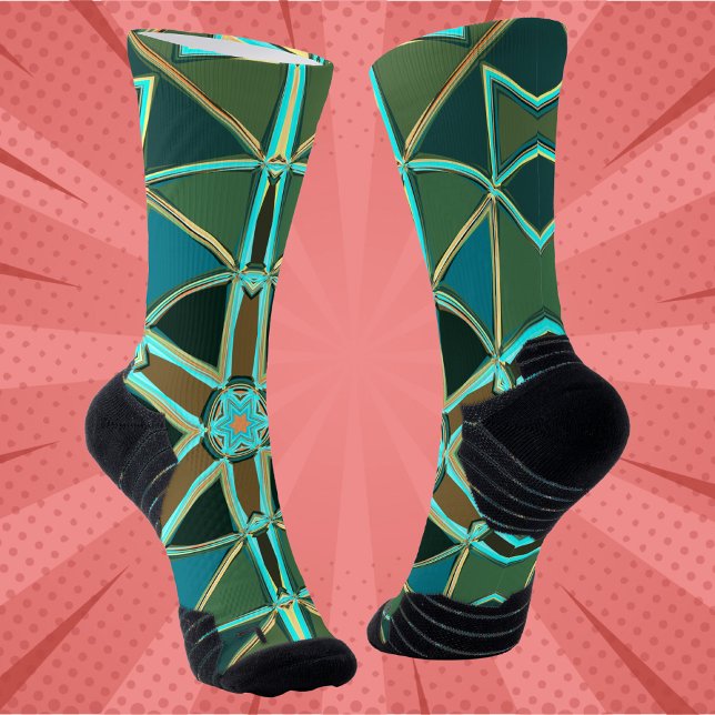 Cartoon Mandala Green Blue und Yellow Socken (Von Creator hochgeladen)