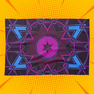 Cartoon Mandala Lila Rosa und Blau Geschirrtuch