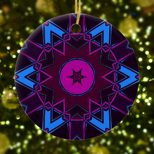 Cartoon Mandala Lila Rosa und Blau Keramik Ornament