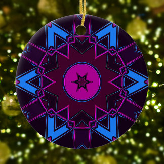 Cartoon Mandala Lila Rosa und Blau Keramik Ornament