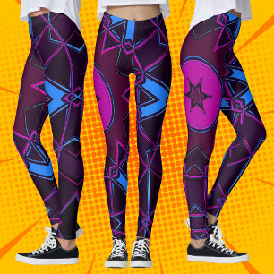 Cartoon Mandala Lila Rosa und Blau Leggings