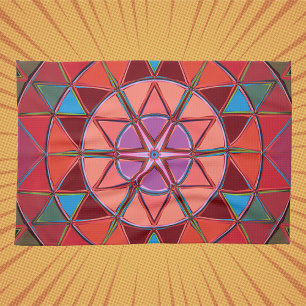 Cartoon Mandala Rosa und Blau Geschirrtuch