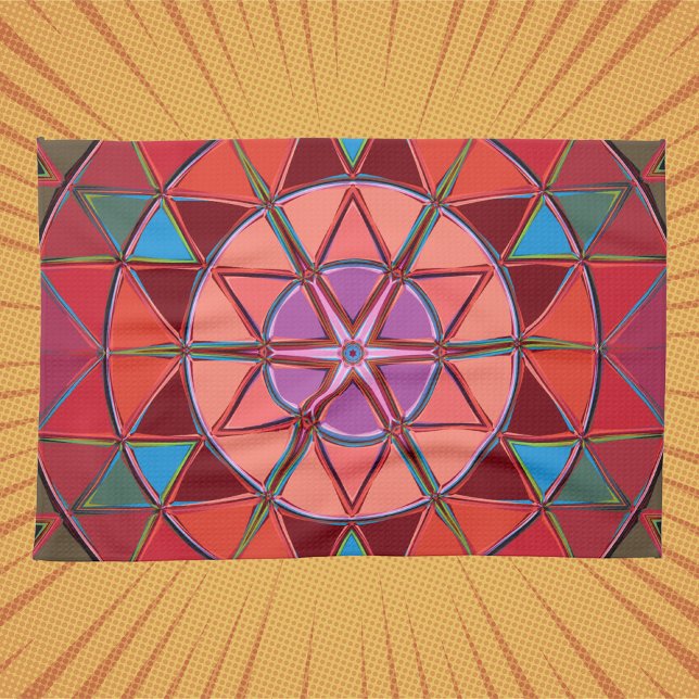 Cartoon Mandala Rosa und Blau Geschirrtuch (Von Creator hochgeladen)