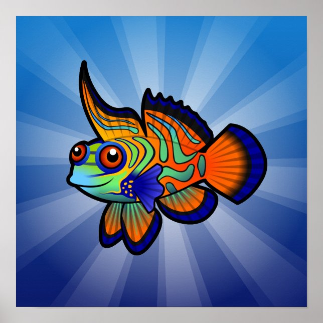 Cartoon Mandarin / Dragonet Fish Poster (Vorne)