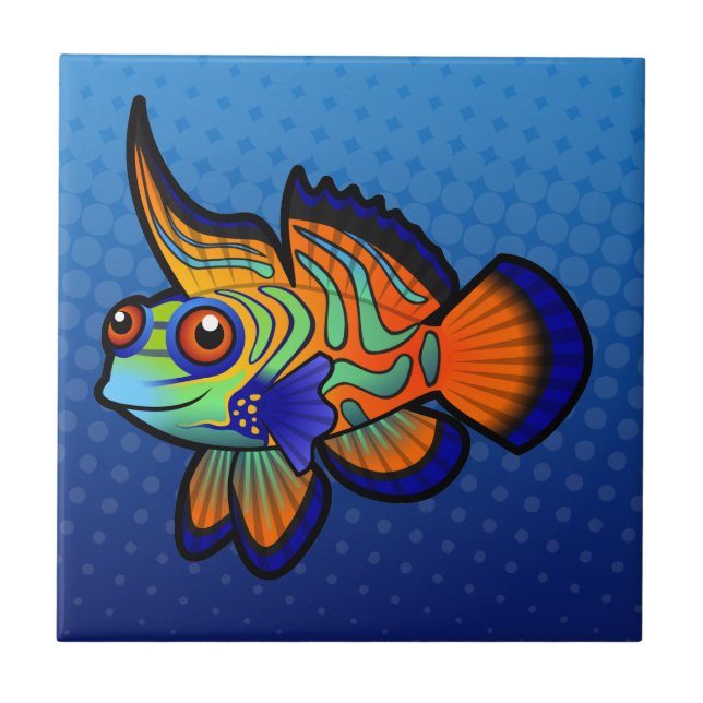 Cartoon-Mandarine/Dragonet Fische Fliese (Vorderseite)
