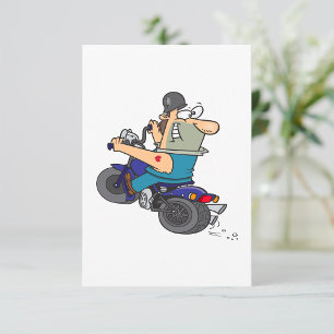 Cartoon-Mann-auf-einem-Motorrad-Einladungen Einladung
