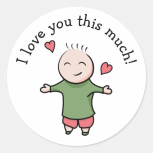 Cartoon Mann ich liebe dich so sehr Runder Aufkleber