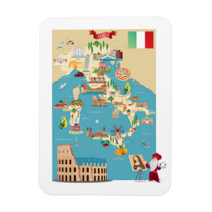 Cartoon Map Italiens Magnet