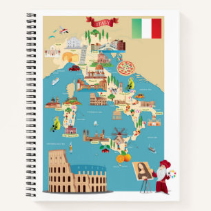Cartoon Map Italiens Notizbuch