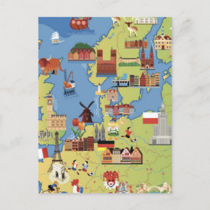 Cartoon Map of Europe Postkarte