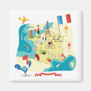 Cartoon Map of France Magnet